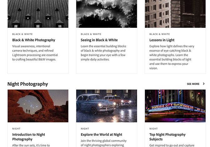 a screen shot of the lightroom community and academy website.