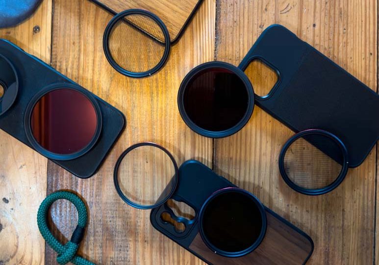 A group of phone cases with different lenses on them.