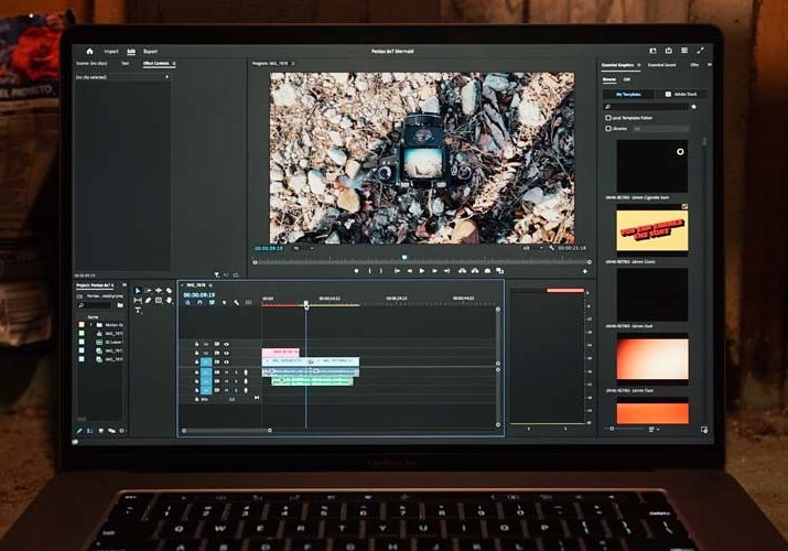 Adobe premiere pro on a laptop